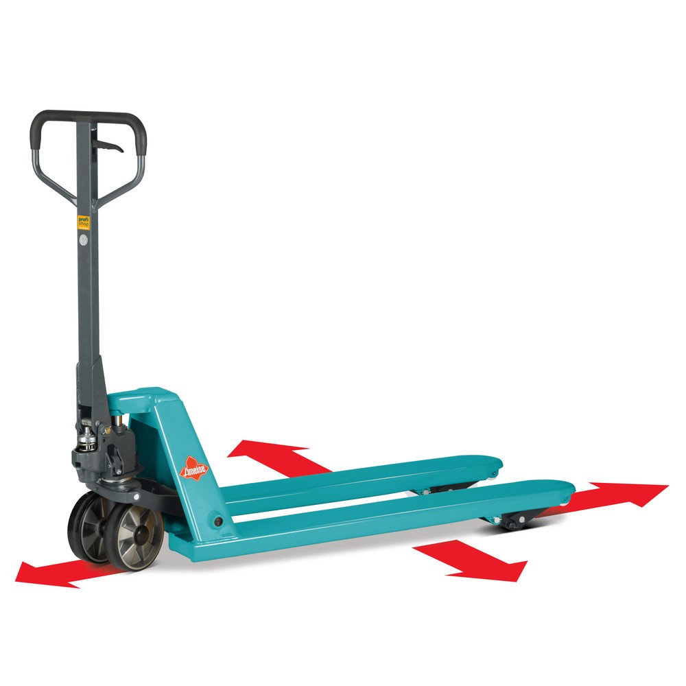 Product afbeelding: 4-weg handpalletwagen Ameise® PTM 2.5 Cross, draagvermogen 2.500 kg / 1.500 kg, vorklengte 1.150 mm, polyurethaan