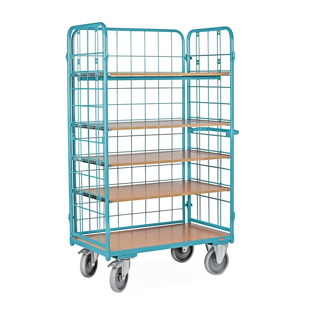 Etagewagen Ameise®, met draadrooster, aan 3 zijden gesloten