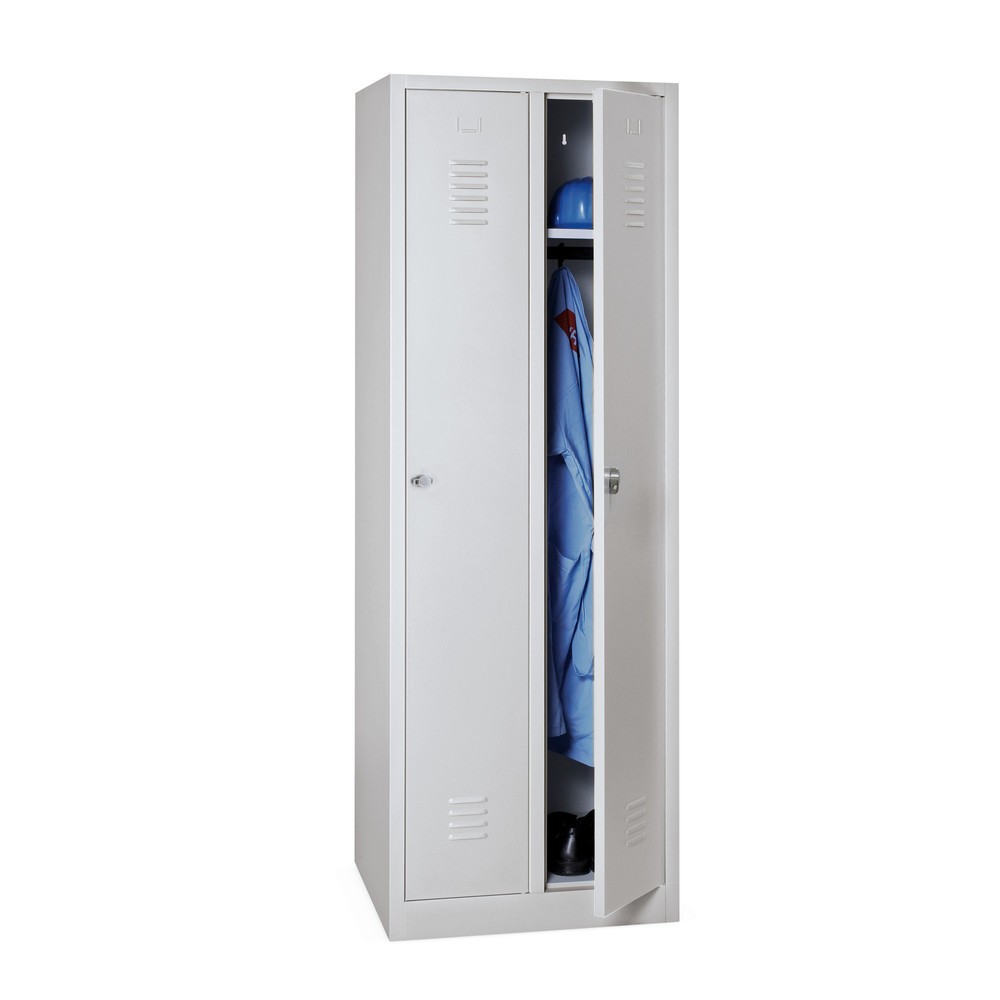 Product afbeelding: HEMMDAL Garderobekast met sokkel + draaivergrendeling, 2 compartimenten, hxbxd 1.800 x 600 x 500 mm