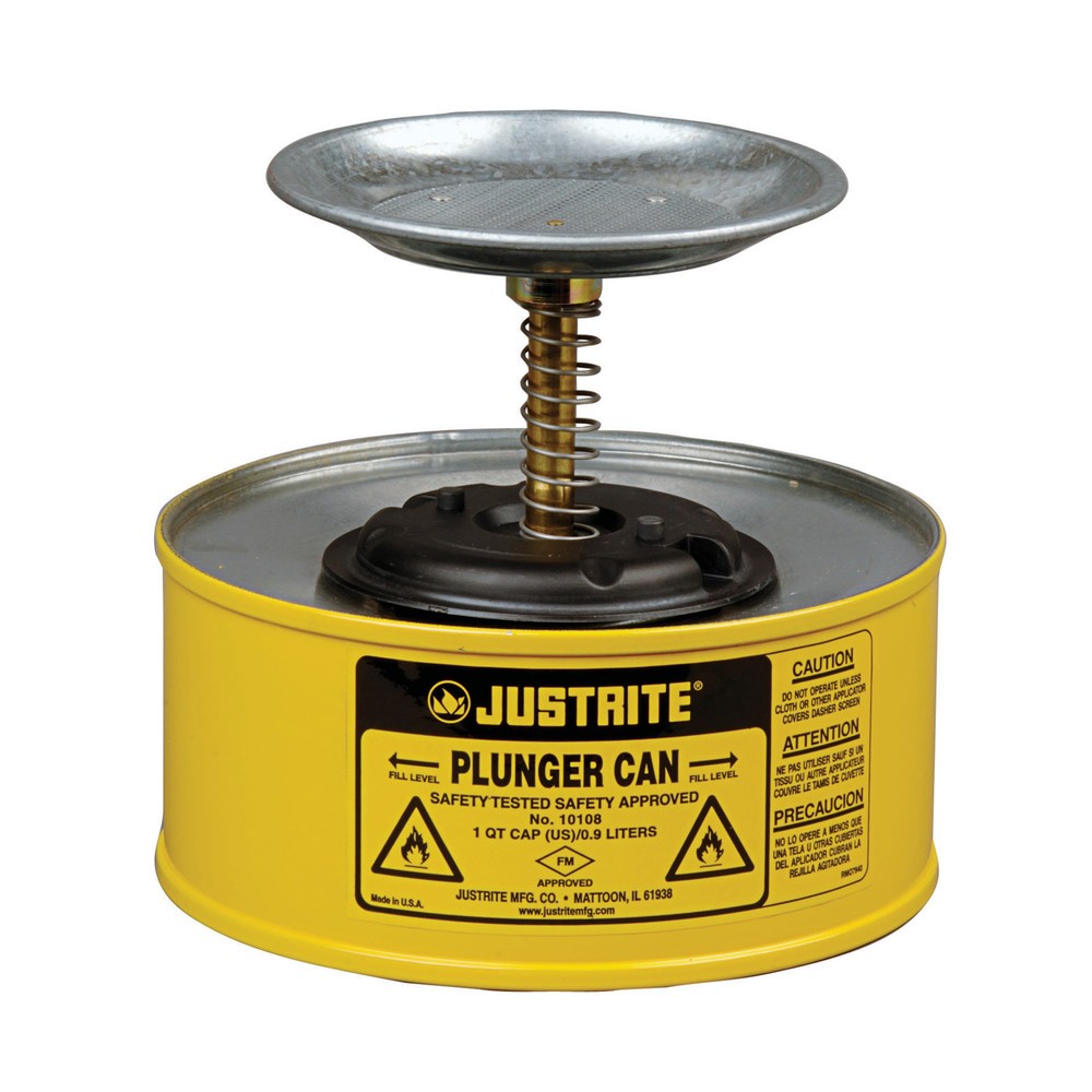 Product afbeelding: Plunjerkan Justrite van plaatstaal, geel, 1 liter