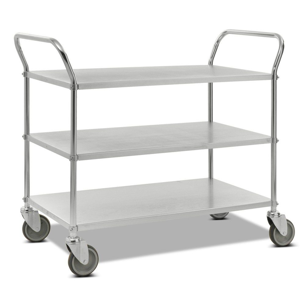 Product afbeelding: Tafelwagen, compleet verzinkt, hoog aangebracht beugels, 3 etages van 900 x 540 mm