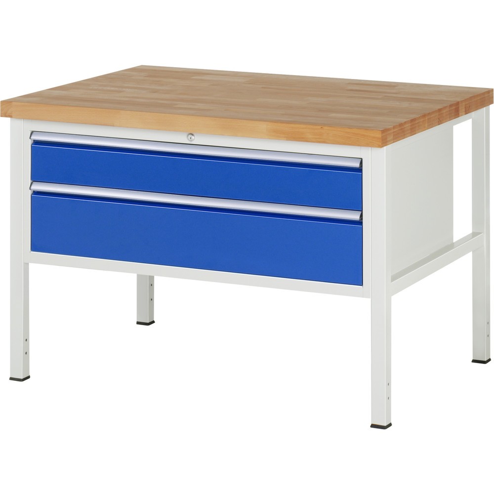 Product afbeelding: Werkbank RAU serie 8000, hxbxd 840 x 1.250 x 900 mm, 2 x voor 90% uittrekbare lades, 1 x 150, 1 x 210 mm, draagvermogen lade 50 kg